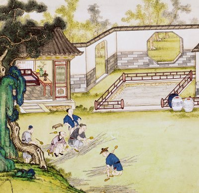 Raccolta di bambù per fare carta da Japanese School